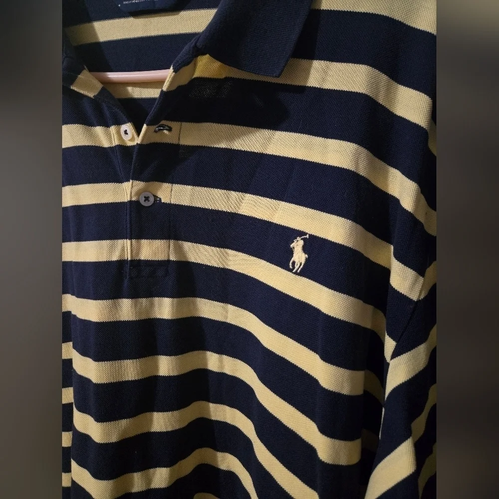Ralph Lauren Polo Golf Pima Cotton Shirt Navy Blue Yellow Mens Size XXL